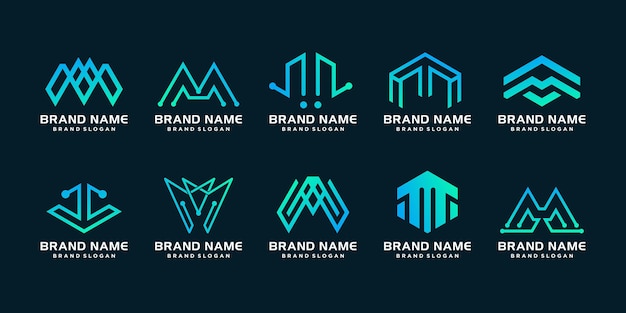 Set of m logo collection with modern creative premium vector