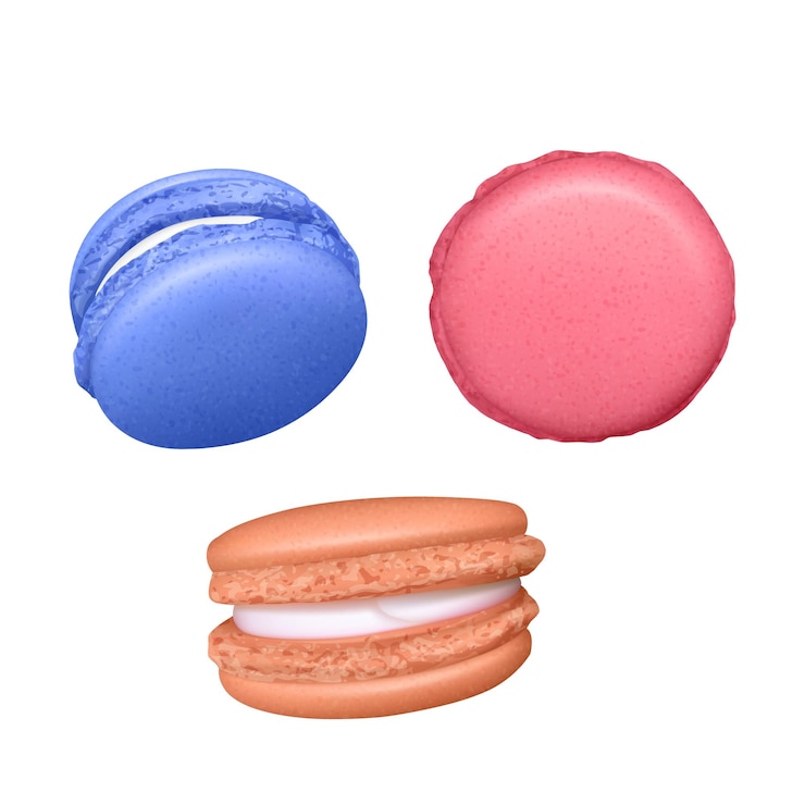 Vector set of macarons. realistic tasty french macaroons. isolated on white background,  illustration