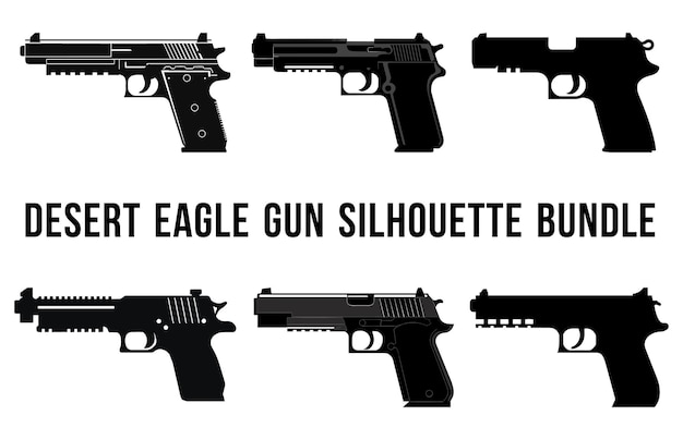 Set di bundle di silhouette vettoriali per mitragliatrici raccolta di sagome di pistole illustrazione vettoriale