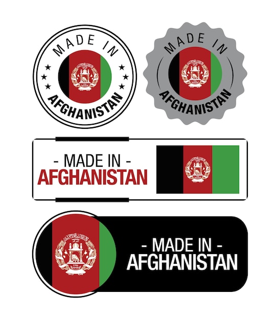 아프가니스탄 라벨, 로고, 아프가니스탄 국기, 아프가니스탄 제품 엠블럼에서 만든 세트