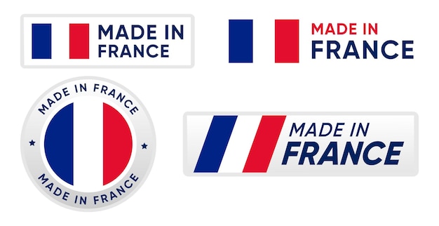 Набор сделанных во Франции, флаг Франции подписывает векторный дизайн баннера