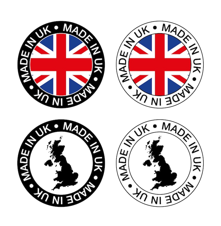 Vector set made in the united kingdom labels, made in the united kingdom, united kingdom flag,