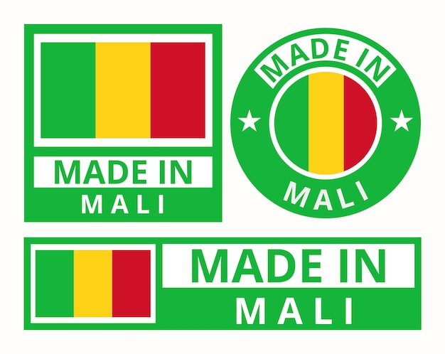 set made in mali design product labels business icons Vector