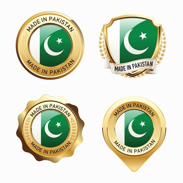 Vector set of made in pakistan badges