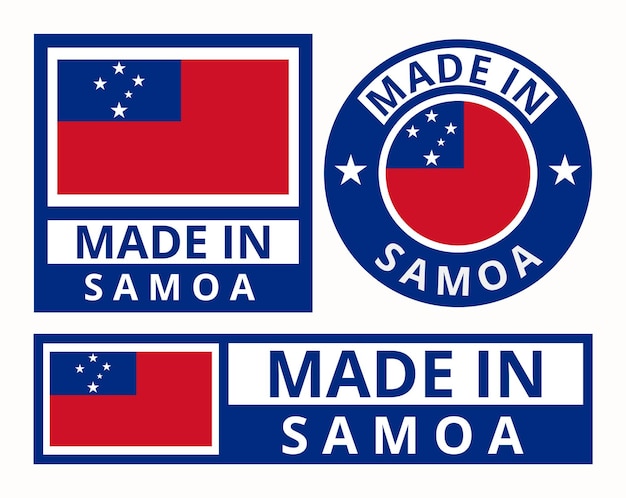 set made in Samoa design product labels business icons illustration