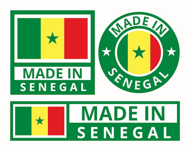 set made in senegal design product labels business icons illustration