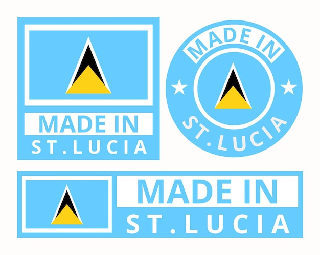 set made in stlucia design product labels business icons illustration
