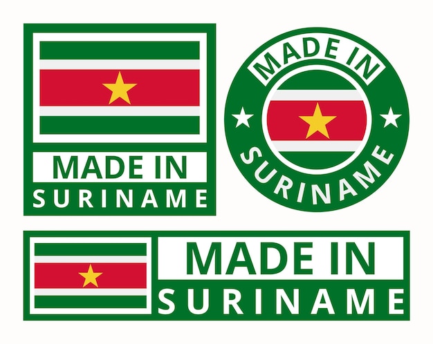 set made in Suriname design product labels business icons illustration