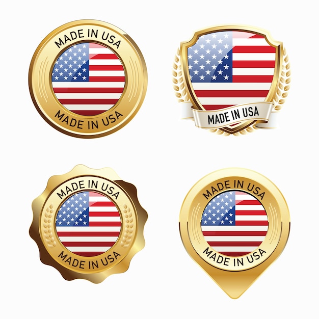 Vettore set di badge made in usa