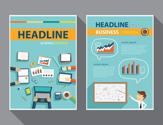 Vector set of magazine cover