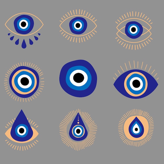 Vector a set of magical symbols from the evil eye