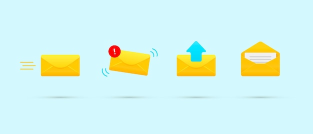 Set mailenveloppen met meldingen nieuwe berichtpictogrammen met enveloppen