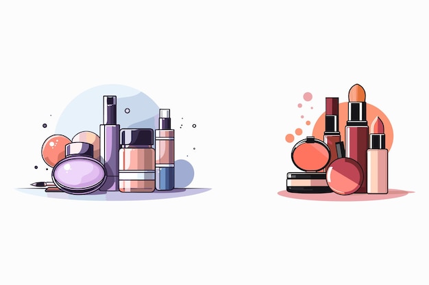 Set of make up and cosmetics Vector illustration in flat style