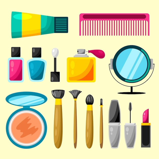 set make-up en cosmetische illustratie