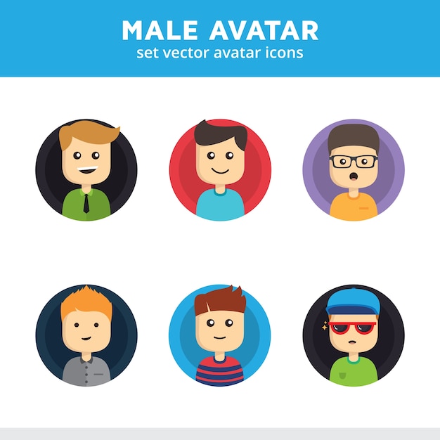 Set of male avatar icons