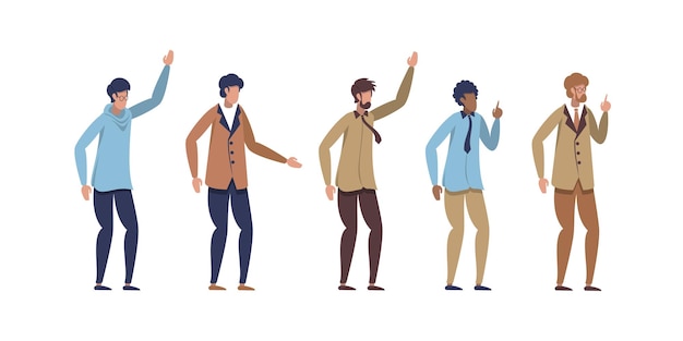 Vector set of male office workers