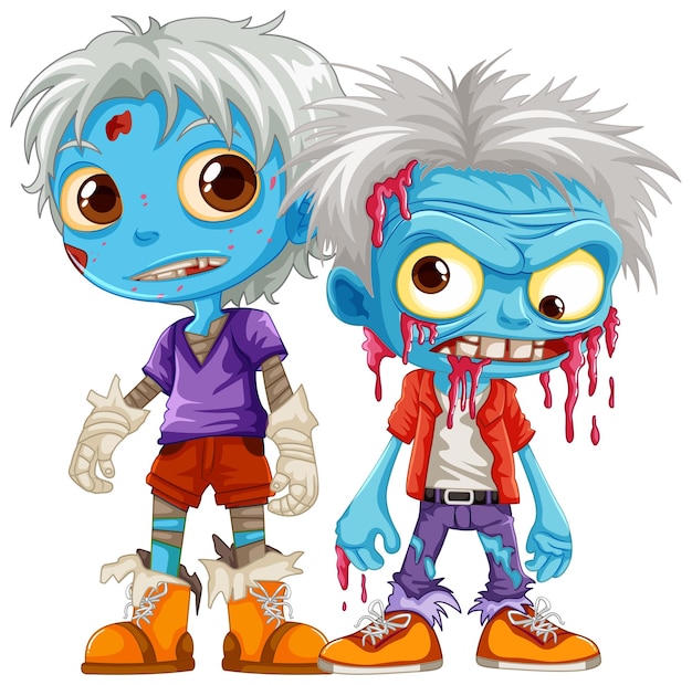 Set of Male Zombie with Blue Skin