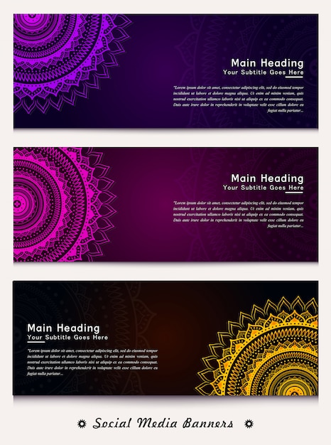 Set of mandala banners