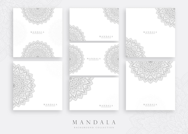 抽象的で装飾的な概念の曼荼羅カードテンプレートのセット