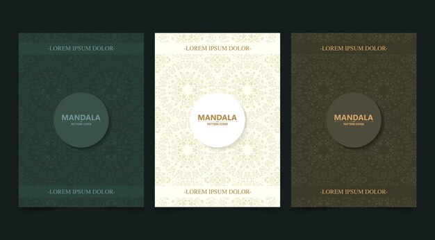 set of mandala cover in retro color