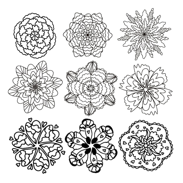 Vector set of mandalas flower mandalas beautiful mandalas for relocation coloring book for relaxation c