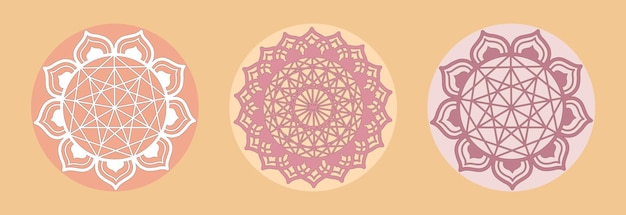 Set of mandalas in pastel colors Every element are isolated Vector illustration
