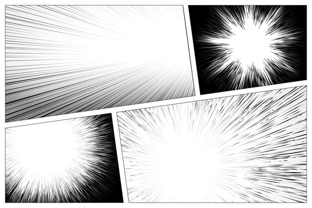 Set of manga radial speed line design