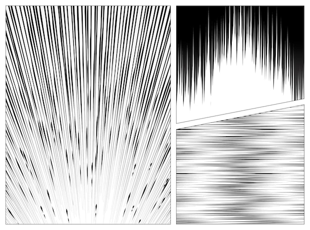 Set of manga speed line effect design