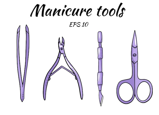 Vettore un set di strumenti per manicure.