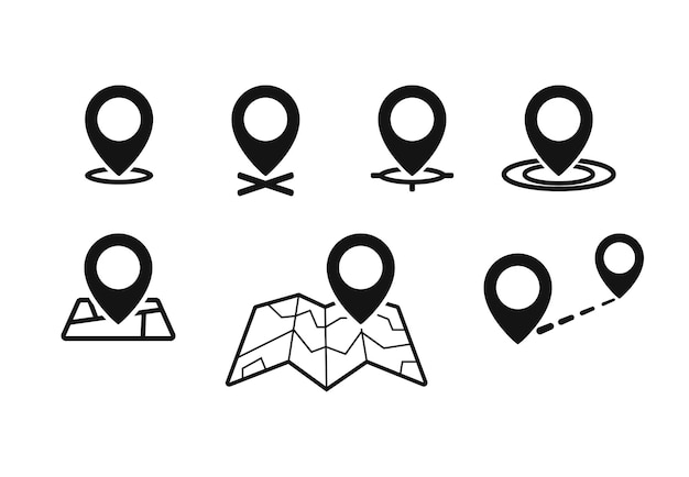 Set of map pointer symbols location pin icons navigation signs