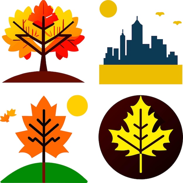 Vector set of maple leaf at autumn season icon vector