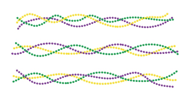 Вектор Набор декоративных элементов mardi gras бусы граничные линии бусы ювелирные изделия праздничный вектор бусы и броски