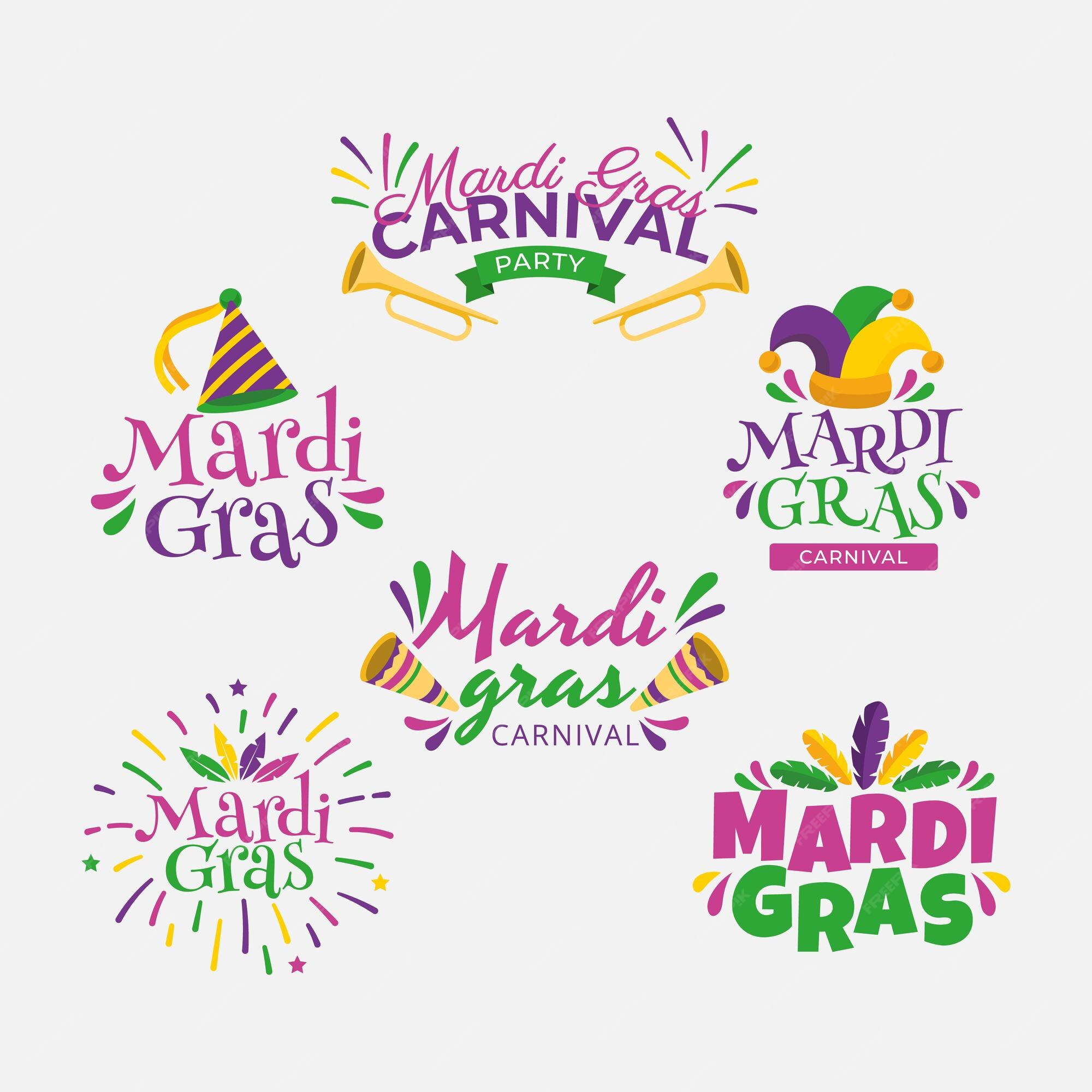 Mardi Gras stickers, Stock vector