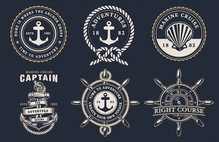 Vector set of marine badges