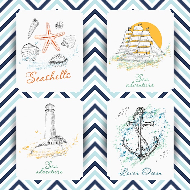 Vector set of marine cards