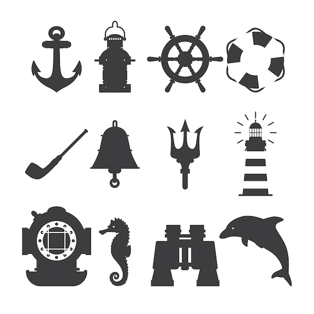 Set of marine symbols