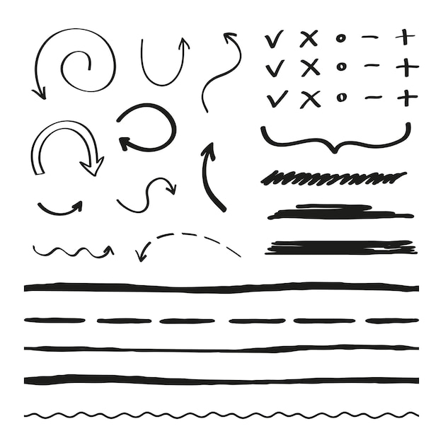 Vector set of markers arrows pointers and symbols