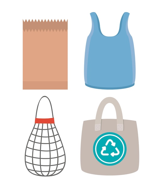 Vector set of market bags