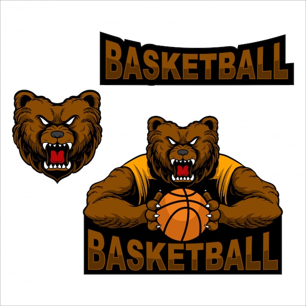 Set mascot logo bear basketball