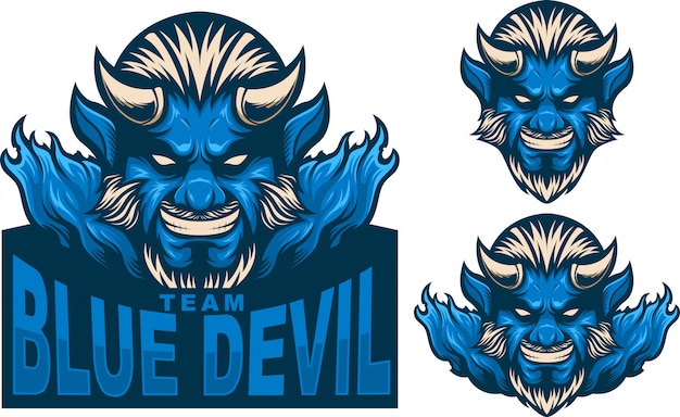 Set mascot logo blue devil man