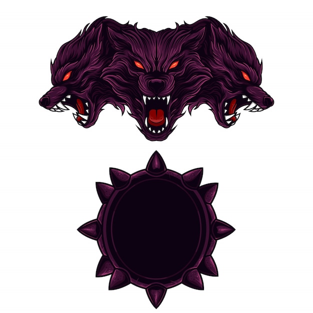 Vector set mascot logo cerberus