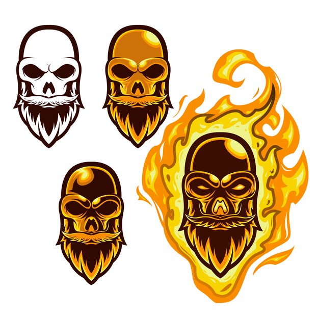 Set mascot logo fire skull head