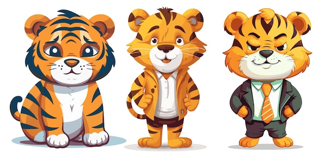 A set of mascot tiger cartoon vector illustration