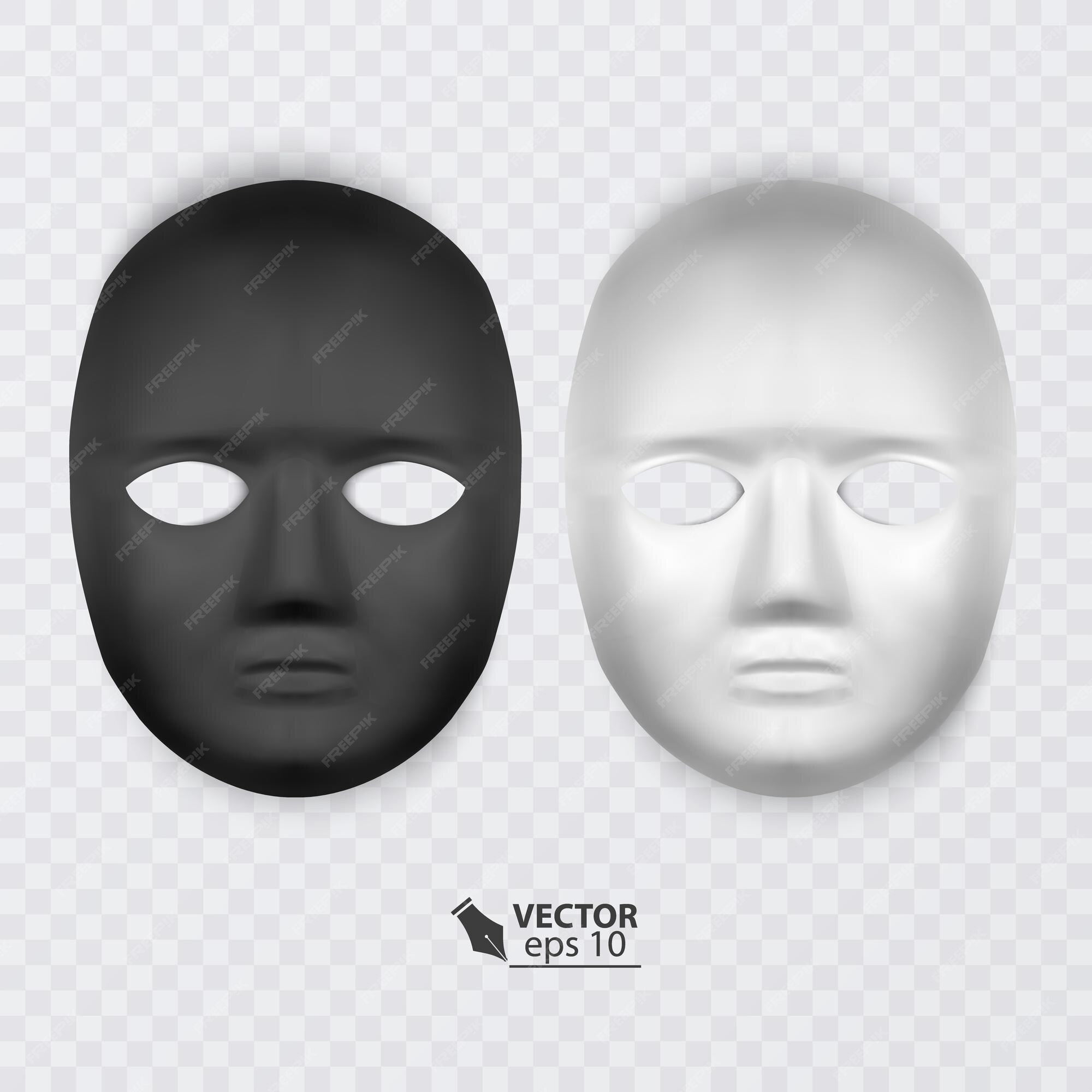 Premium Vector Set of masks of black and white colors on a