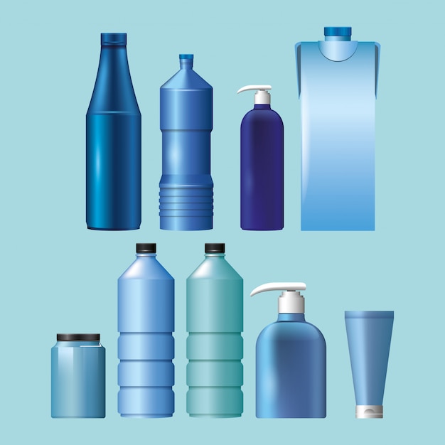 Set of materials and styles bottles products