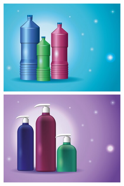 Vector set of materials and styles bottles products