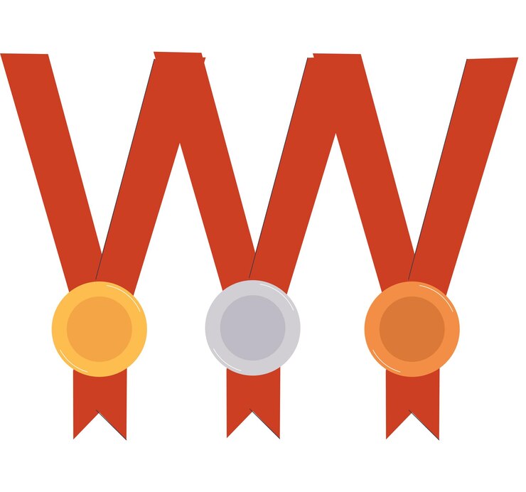 Vector a set of medals with a red ribbon for the winners competitor award medal icon
