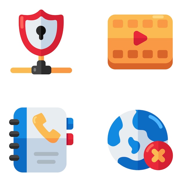 Set of media flat icons