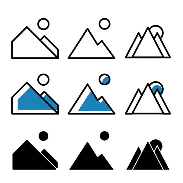 Set di icone multimediali con tre stili di design