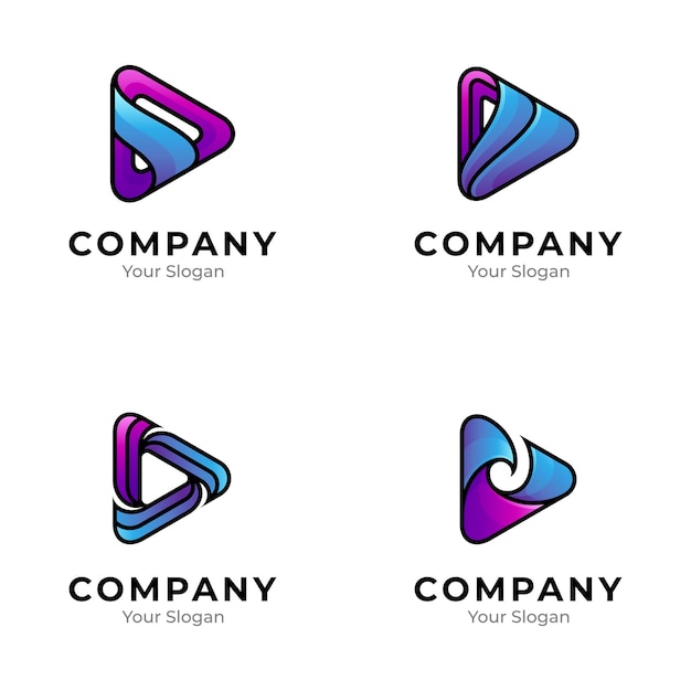 A set of media play logo collections with a variety of concepts